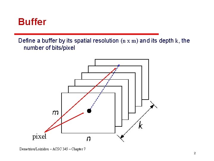 Buffer Define a buffer by its spatial resolution (n x m) and its depth