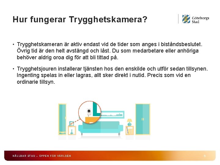 Hur fungerar Trygghetskamera? • Trygghetskameran är aktiv endast vid de tider som anges i