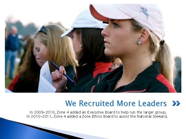 We Recruited More Leaders In 2009 -2010, Zone 4 added an Executive Board to