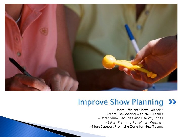 Improve Show Planning -More Efficient Show Calendar -More Co-hosting with New Teams -Better Show