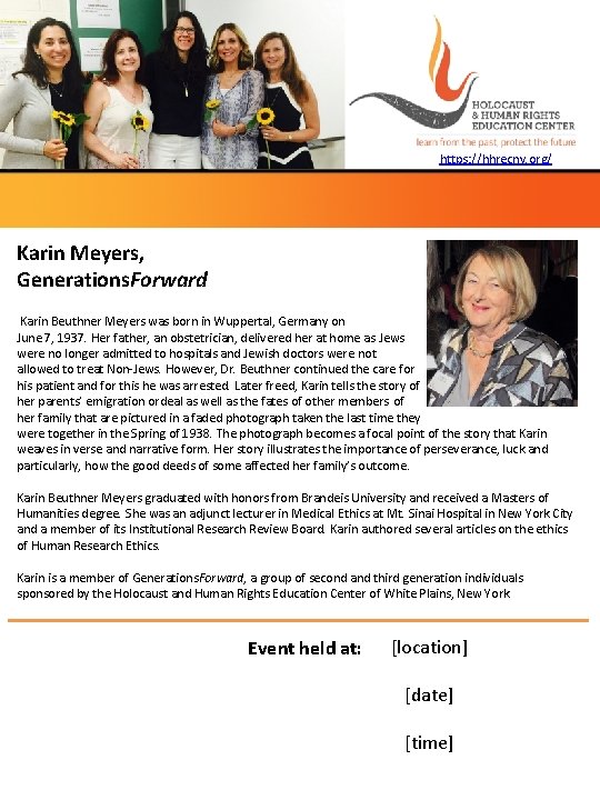 https: //hhrecny. org/ Karin Meyers, Generations. Forward Karin Beuthner Meyers was born in Wuppertal,