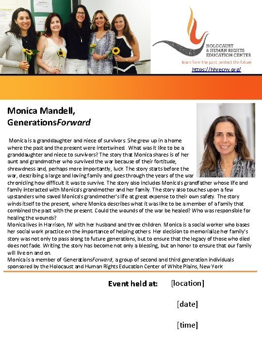 https: //hhrecny. org/ Monica Mandell, Generations. Forward Monica is a granddaughter and niece of