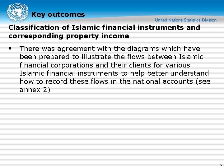 Key outcomes Classification of Islamic financial instruments and corresponding property income § There was