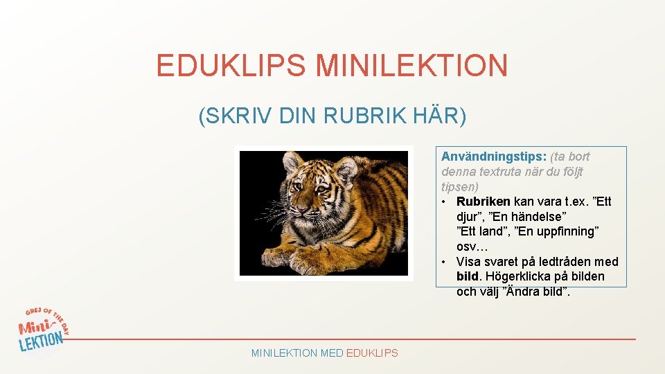 EDUKLIPS MINILEKTION (SKRIV DIN RUBRIK HÄR) Användningstips: (ta bort denna textruta när du följt