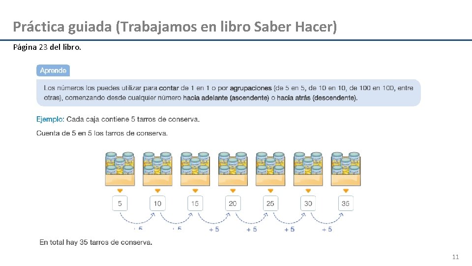 Práctica guiada (Trabajamos en libro Saber Hacer) Página 23 del libro. 11 