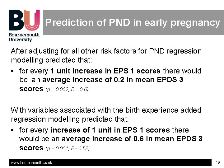 Prediction of PND in early pregnancy After adjusting for all other risk factors for Prediction of PND in early pregnancy After adjusting for all other risk factors for