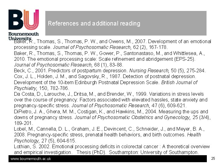 References and additional reading Baker, R. , Thomas, S. , Thomas, P. W. , References and additional reading Baker, R. , Thomas, S. , Thomas, P. W. ,