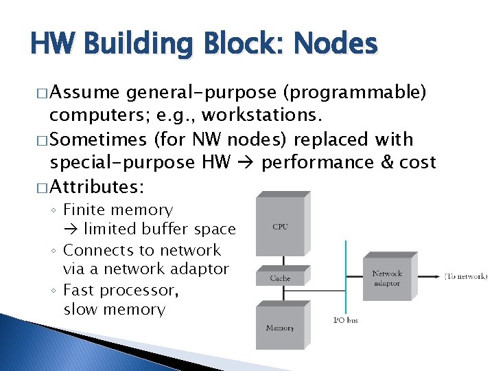 HW Building Block: Nodes � Assume general-purpose (programmable) computers; e. g. , workstations. � HW Building Block: Nodes � Assume general-purpose (programmable) computers; e. g. , workstations. �