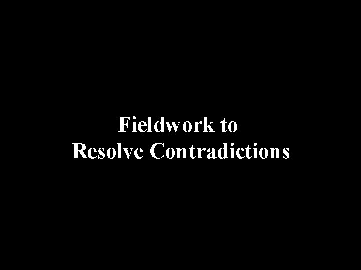 Fieldwork to Resolve Contradictions 