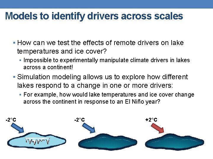 Models to identify drivers across scales § How can we test the effects of