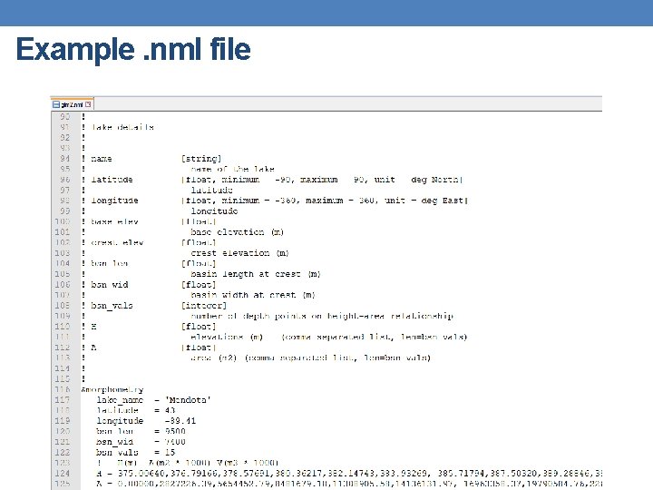 Example. nml file 