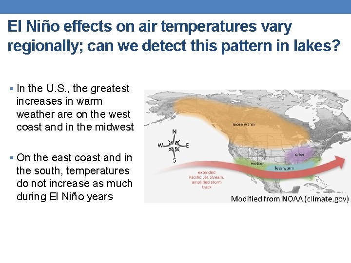 El Niño effects on air temperatures vary regionally; can we detect this pattern in