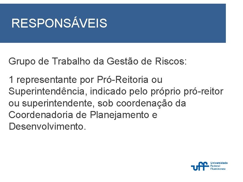 PLANO PARA GESTO DE RISCOS DA UFF PRREITORIA