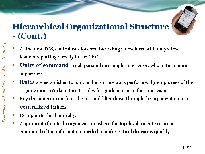 Pearlson and Saunders – 5 th Ed. – Chapter 3 Hierarchical Organizational Structure -