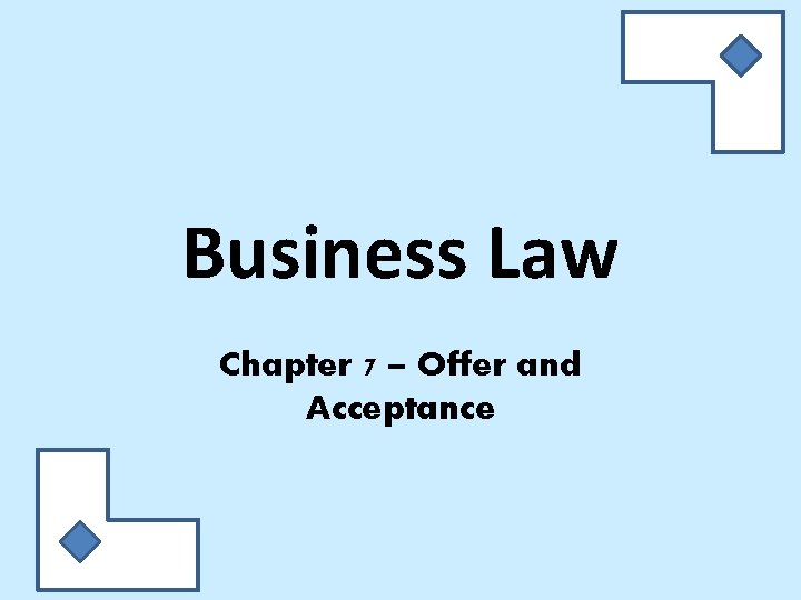 Business Law Chapter 7 – Offer and Acceptance 