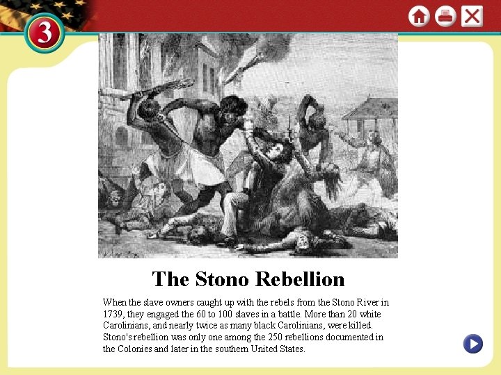 The Stono Rebellion When the slave owners caught up with the rebels from the