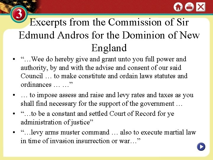 Excerpts from the Commission of Sir Edmund Andros for the Dominion of New England