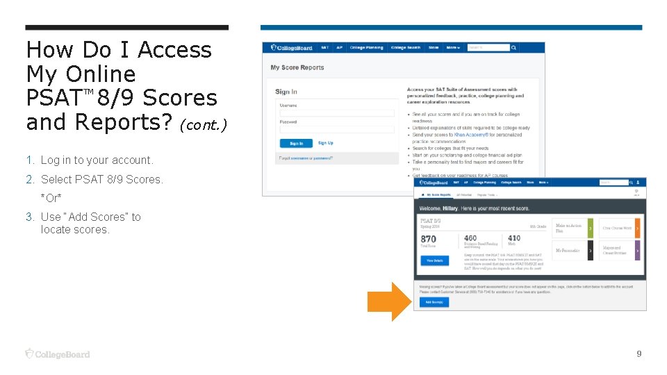 How Do I Access My Online PSAT 8/9 Scores and Reports? (cont. ) TM