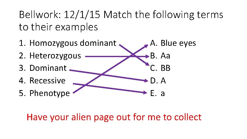 Bellwork: 12/1/15 Match the following terms to their examples 1. 2. 3. 4. 5.