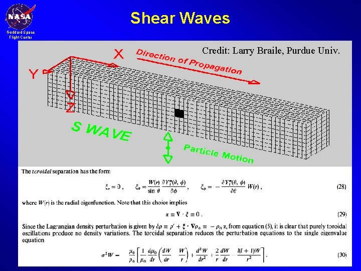 Shear Waves Goddard Space Flight Center Credit: Larry Braile, Purdue Univ. 