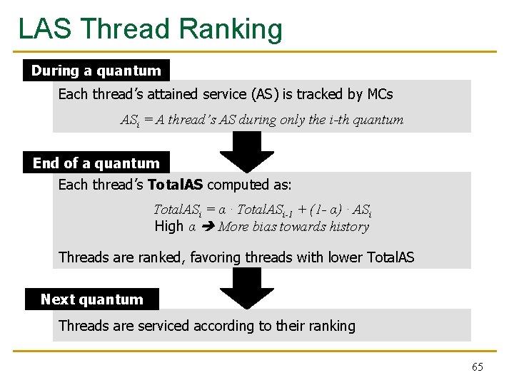 LAS Thread Ranking During a quantum Each thread’s attained service (AS) is tracked by LAS Thread Ranking During a quantum Each thread’s attained service (AS) is tracked by