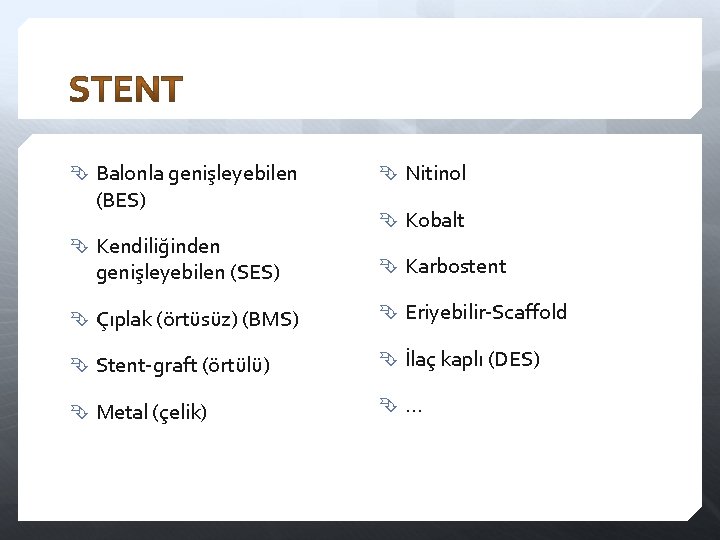  Balonla genişleyebilen (BES) Kendiliğinden genişleyebilen (SES) Nitinol Kobalt Karbostent Çıplak (örtüsüz) (BMS) Eriyebilir-Scaffold