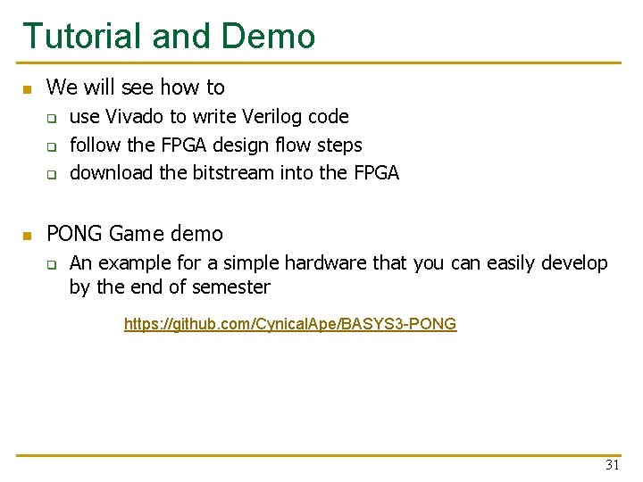 Tutorial and Demo n We will see how to q q q n use