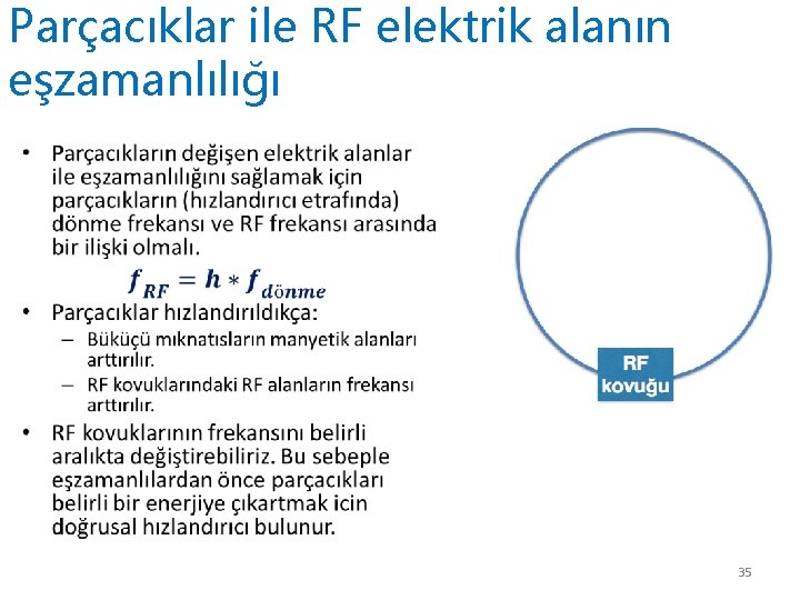 Parçacıklar ile RF elektrik alanın eşzamanlılığı • 35 