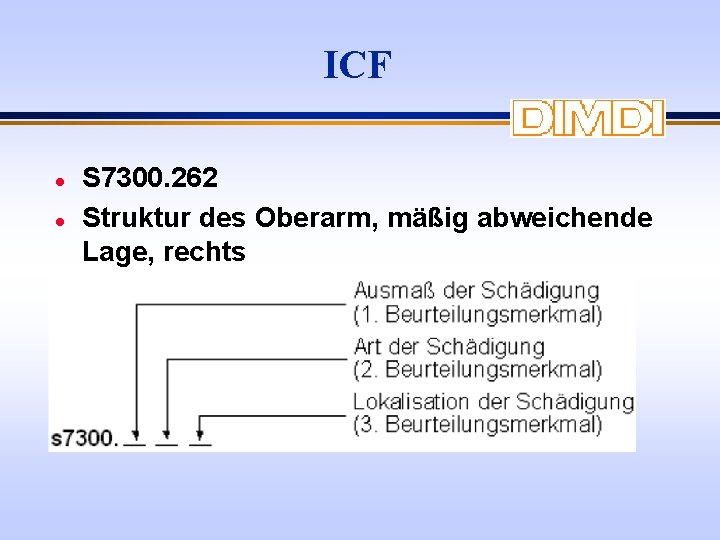 ICF l l S 7300. 262 Struktur des Oberarm, mäßig abweichende Lage, rechts 