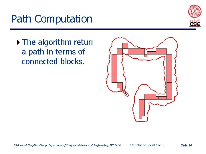 Path Computation 4 The algorithm returns a path in terms of connected blocks. Vision Path Computation 4 The algorithm returns a path in terms of connected blocks. Vision