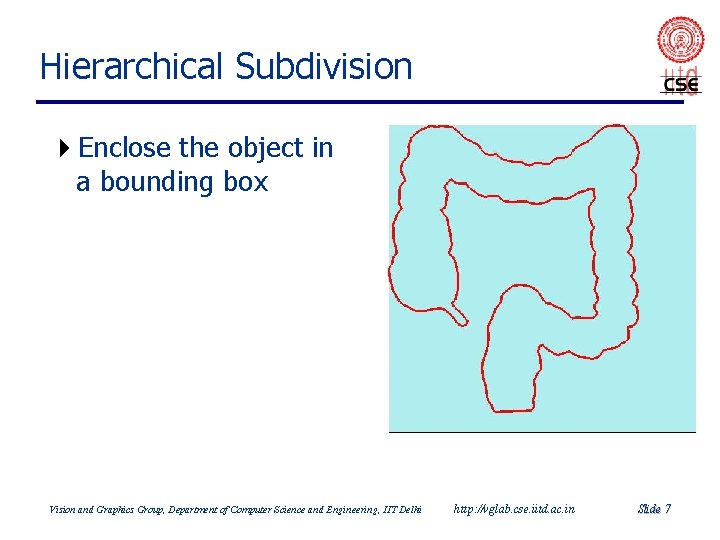Hierarchical Subdivision 4 Enclose the object in a bounding box Vision and Graphics Group, Hierarchical Subdivision 4 Enclose the object in a bounding box Vision and Graphics Group,
