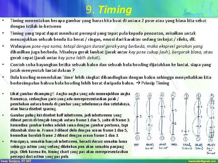 9. Timing • • Timing menentukan berapa gambar yang harus kita buat di antara