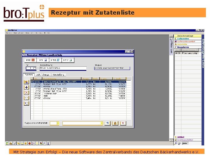 Rezeptur mit Zutatenliste Mit Strategie zum Erfolg! – Die neue Software des Zentralverbands des