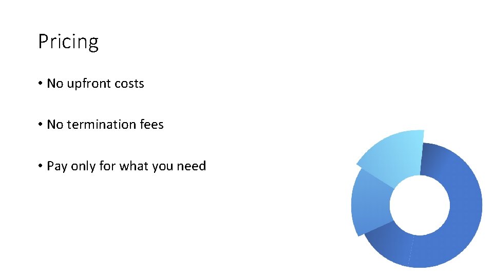 Pricing • No upfront costs • No termination fees • Pay only for what Pricing • No upfront costs • No termination fees • Pay only for what