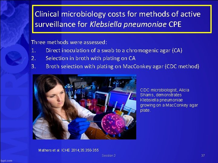 Clinical microbiology costs for methods of active surveillance for Klebsiella pneumoniae CPE Three methods