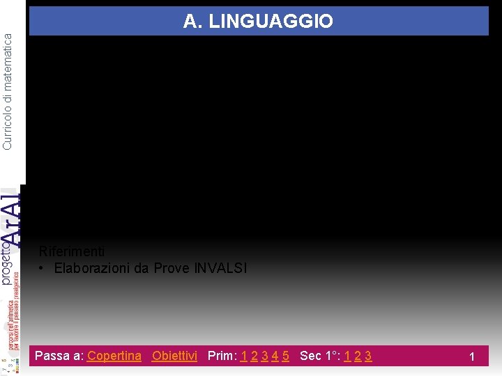 Curricolo di matematica A. LINGUAGGIO A 6. Completare frasi scritte in linguaggio matematico in