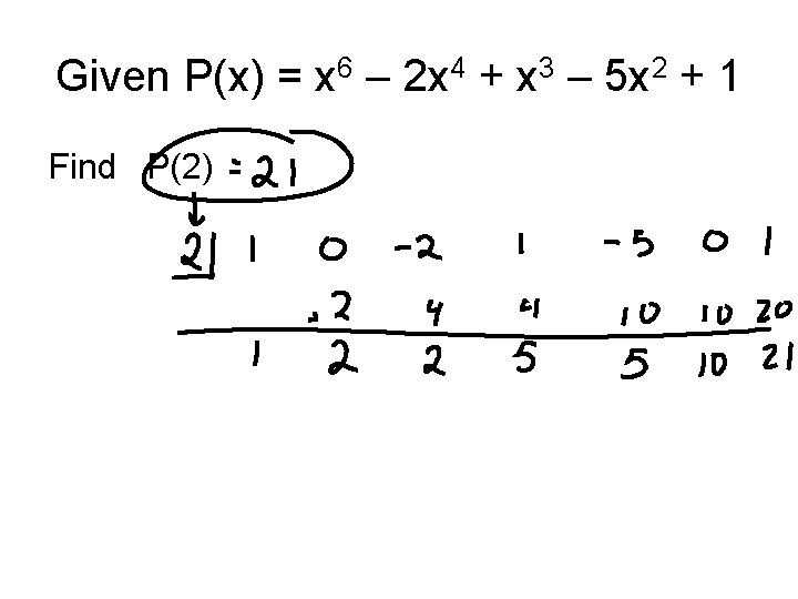 Given P(x) = x 6 – 2 x 4 + x 3 – 5