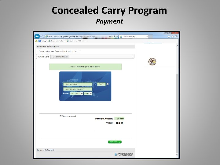 Concealed Carry Program Payment 