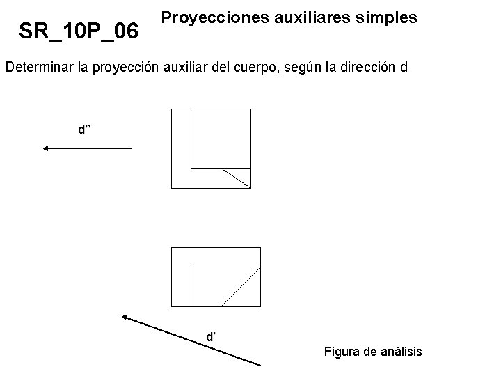 SR_10 P_06 Proyecciones auxiliares simples Determinar la proyección auxiliar del cuerpo, según la dirección