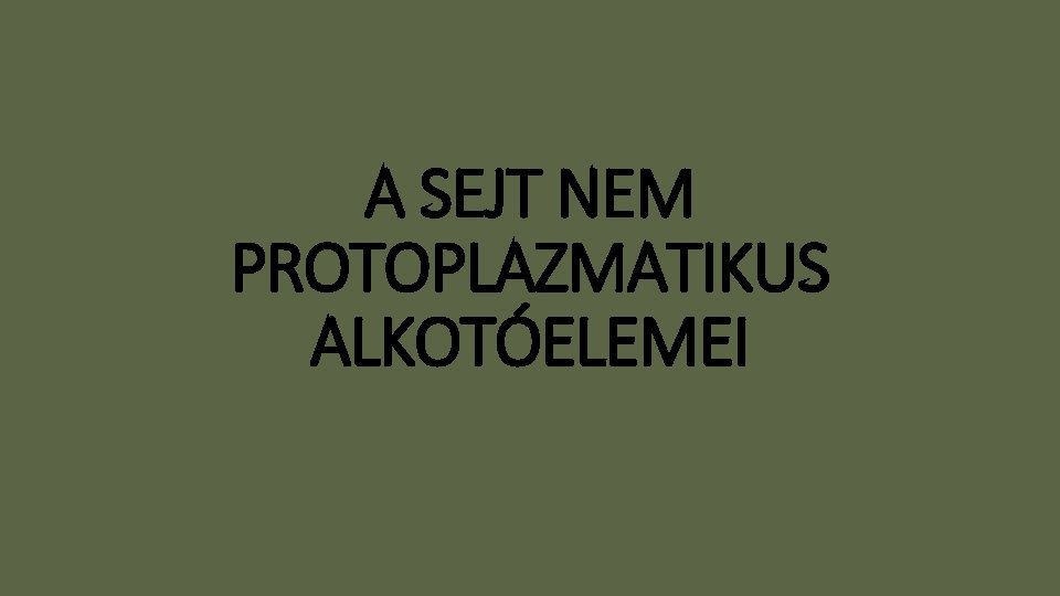 A SEJT NEM PROTOPLAZMATIKUS ALKOTÓELEMEI 