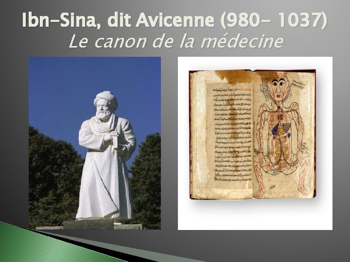Ibn-Sina, dit Avicenne (980 - 1037) Le canon de la médecine 