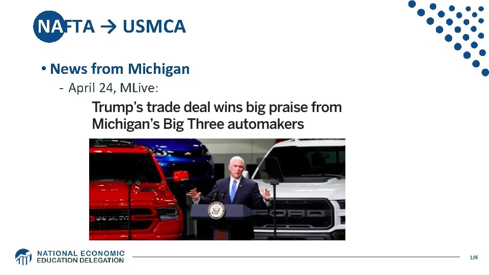 NAFTA → USMCA • News from Michigan - April 24, MLive: 106 