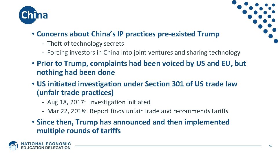 China • Concerns about China’s IP practices pre-existed Trump - Theft of technology secrets