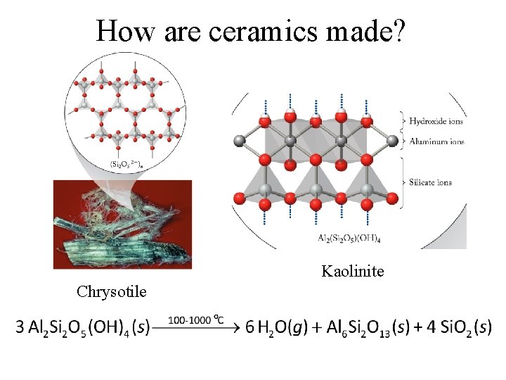 How are ceramics made? Kaolinite Chrysotile 