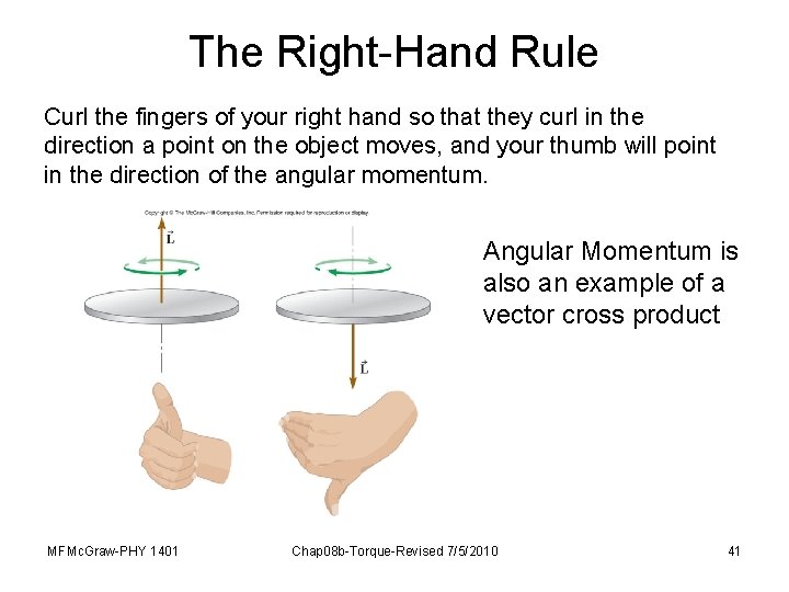 The Right-Hand Rule Curl the fingers of your right hand so that they curl