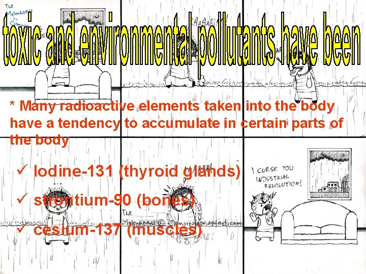 * Many radioactive elements taken into the body have a tendency to accumulate in