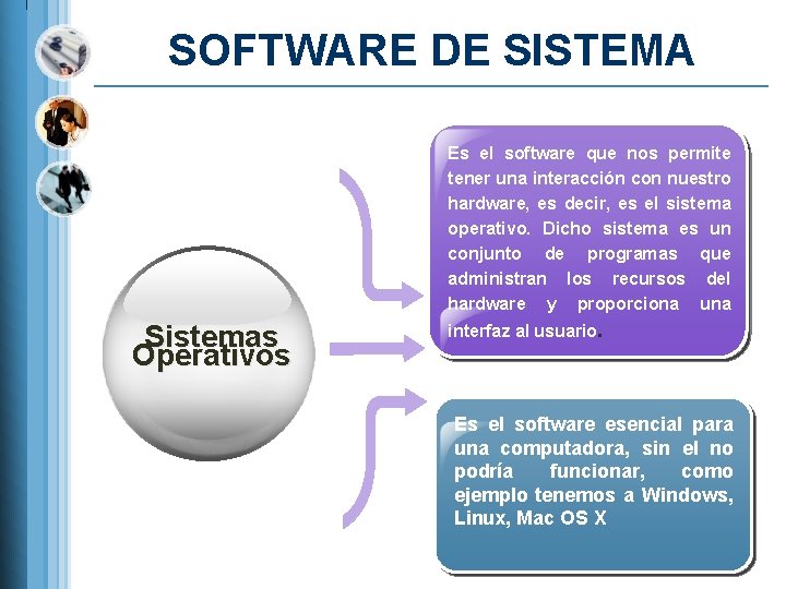 SOFTWARE DE SISTEMA Es el software que nos permite tener una interacción con nuestro