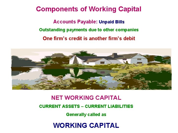 Components of Working Capital Accounts Payable: Unpaid Bills Outstanding payments due to other companies