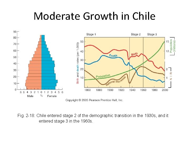 Moderate Growth in Chile Fig. 2 -18: Chile entered stage 2 of the demographic