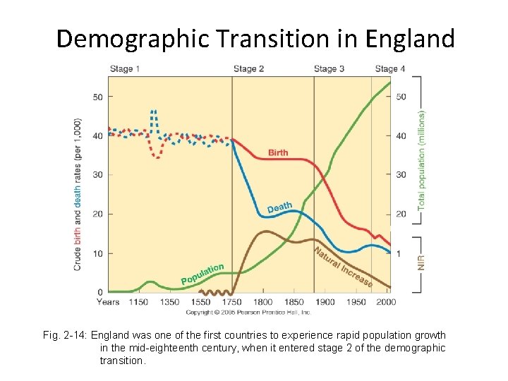 Demographic Transition in England Fig. 2 -14: England was one of the first countries